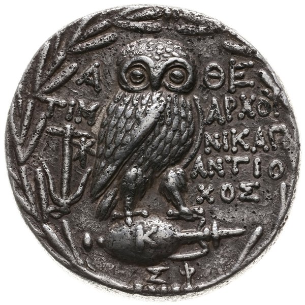 tetradrachma, 166-42 pne; Aw: Głowa Ateny w hełm