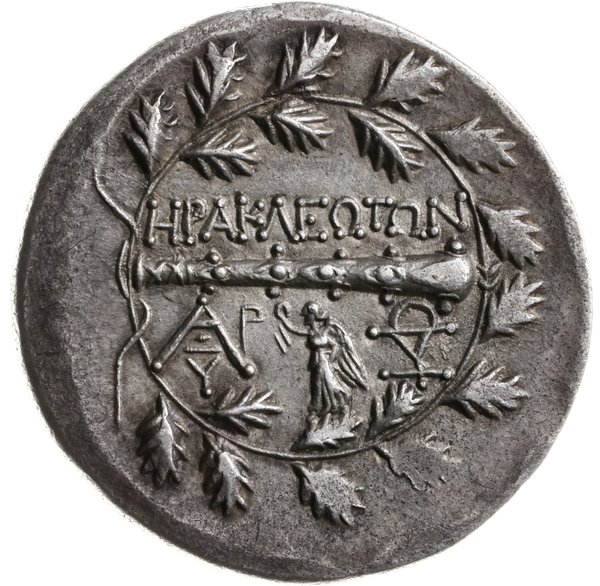 tetradrachma, II w. pne; Aw: Głowa Ateny w hełmi
