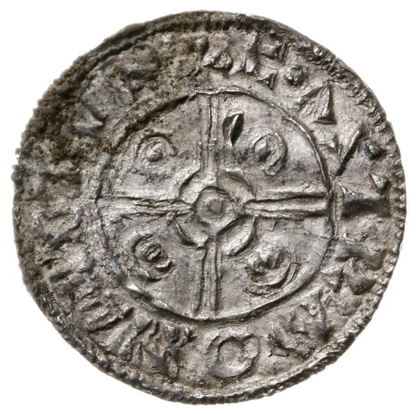 naśladownictwo denara typu pointed helmet, 1022-1050, mennica Sigtuna, mincerz Castra