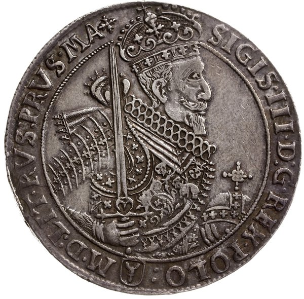talar 1628, Bygdoszcz; Aw: Popiersie króla w pra