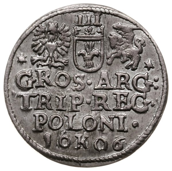 trojak, 1606, Kraków; odmiana z literami D - G r