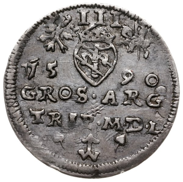 trojak 1590, Wilno; typ monety z herbem podskarb