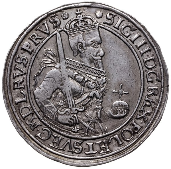 półtalar 1630, Toruń; Aw: Półpostać króla z małą