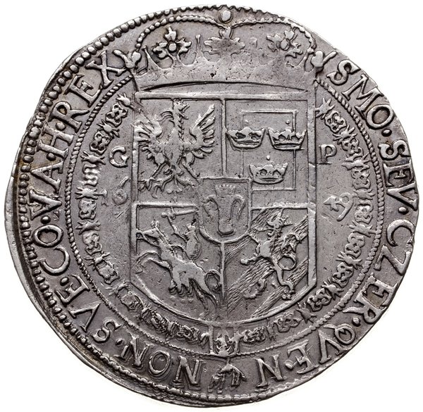 talar 1649, Kraków; Aw: Półpostać króla w ozdobn