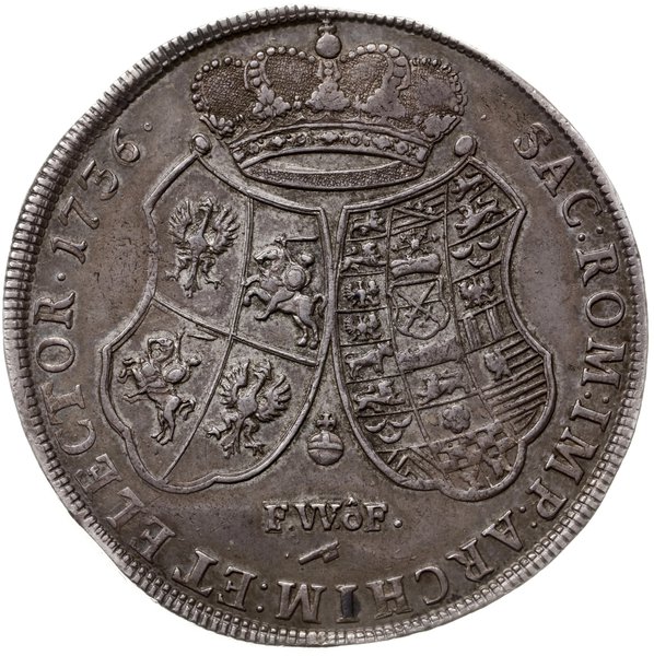 talar 1736, Drezno; Aw: Popiersie króla w prawo,