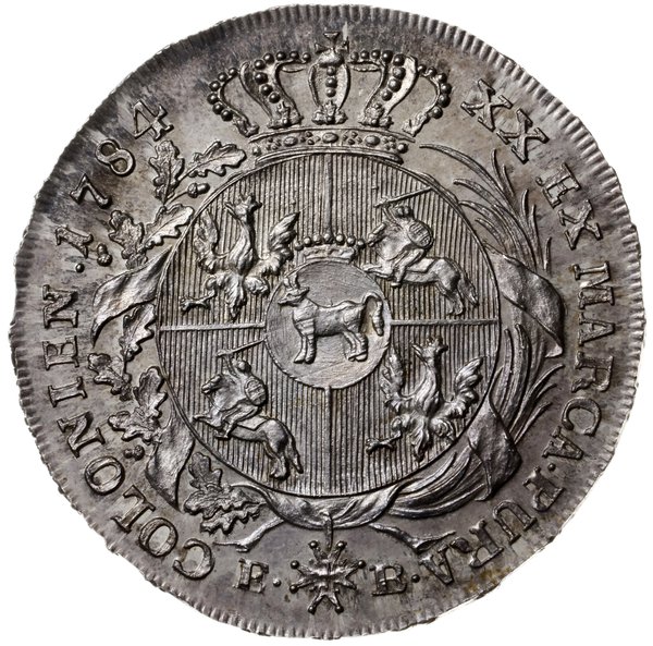 półtalar 1784, Warszawa; Aw: Głowa króla w prawo