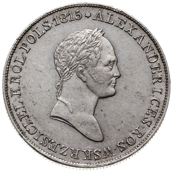 5 złotych 1834, Warszawa; Aw: Głowa cara Aleksan