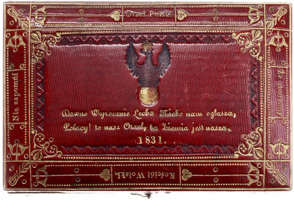pamiątkowe pudełko z monetami i banknotem Powstania Listopadowego 1831, Warszawa