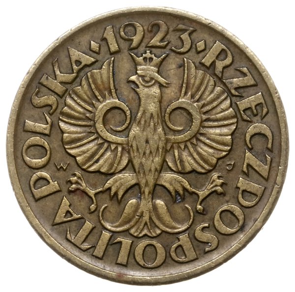 5 groszy 1923, Warszawa; na rewersie data 12 IV 