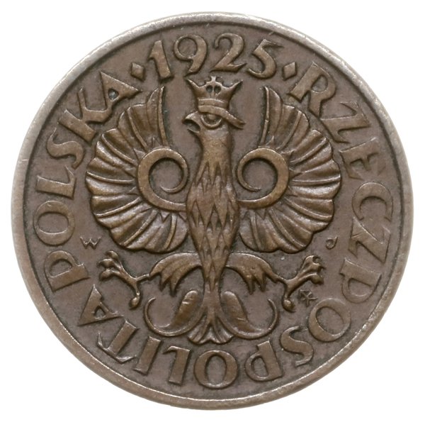 1 grosz 1925, Warszawa; pod napisem GROSZ data 2