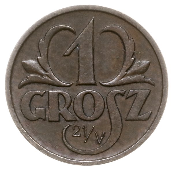 1 grosz 1925, Warszawa; pod napisem GROSZ data 2