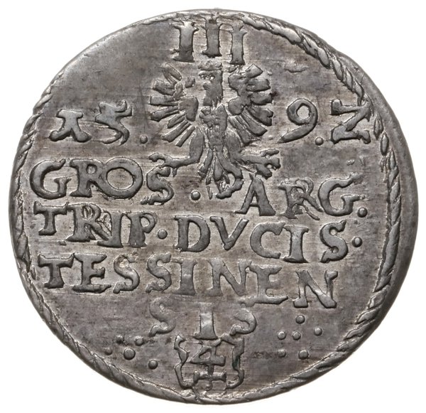 trojak 1592, Cieszyn; mała głowa księcia, bardzo