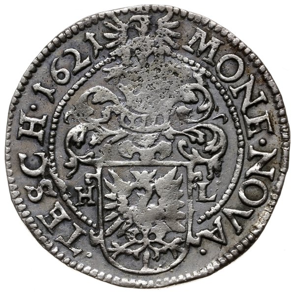 12 krajcarów 1621, Cieszyn; z literami H-L (minc