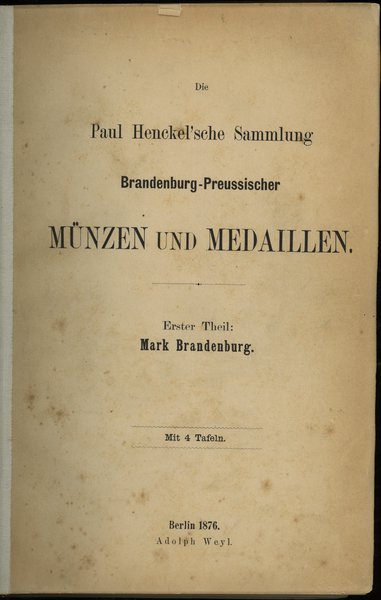 Adolph Weyl – Die Paul Henckel’sche Sammlung Bra