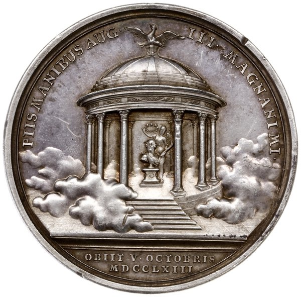 medal na pamiątkę śmierci Augusta III, 1763, autorstwa F. A. Schega