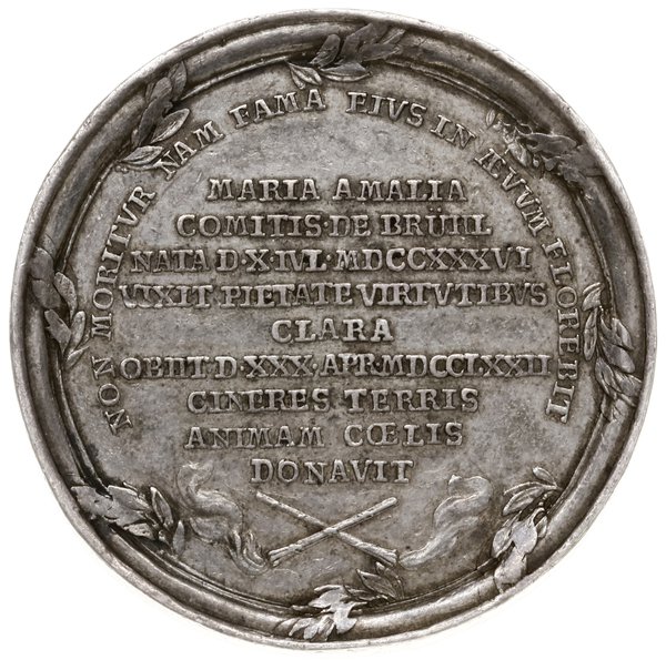 medal wybity z okazji śmierci Marii Amalii Mniszech z domu Brühl, 1772, nieznanego autorstwa