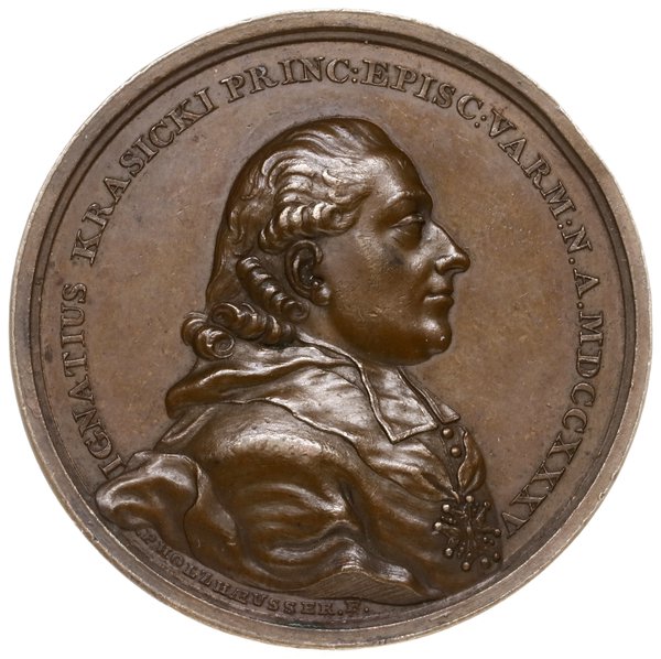 medal poświęcony Ignacemu Krasickiemu, 1780, autorstwa F. Holzhaeussera