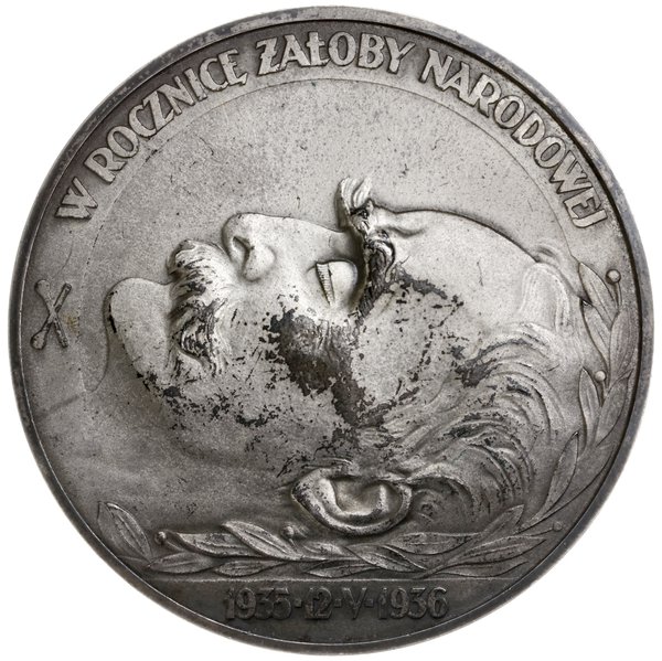 medal na rocznicę śmierci Józefa Piłsudskiego, 1936, projektu Stanisława Ostrowskiego