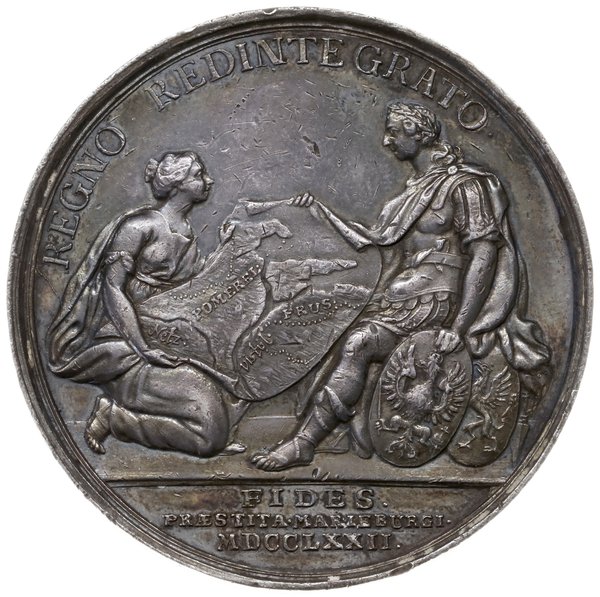 medal wybity na pamiątkę przyłączenia Prus Królewskich i Pomorza do Prus, 1772