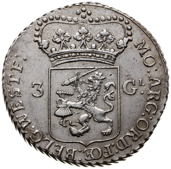 3 guldeny 1792; Aw: Stojąca na wprost Minerwa, z