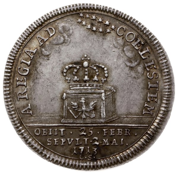 odbitka dukata pośmiertnego w srebrze, 1713, men