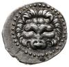 drachma, 205-129 pne; Aw: Głowa lwa na wprost w obwódce perełkowej; Rw: Półpostać byka w obwódce  ..