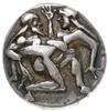 stater, 463-411 pne; Aw: Satyr trzymający na rękach nimfę biegnący w prawo, porwana próbuje się br..