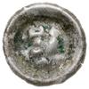 brakteat, XIII-XIV w.; Pastorał stojący na łuku, pod którym kulka; z lewej półksiężyc, z prawej  s..