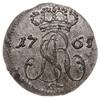 szeląg 1765, Gdańsk; korona średniej wielkości nad monogramem; CNG 430.II, Plage 485;  szlachetna ..