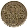5 groszy 1923, Warszawa; na rewersie data 12 IV 24 i monogram SW, moneta próbna; Parchimowicz P107..
