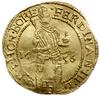 dwudukat 1656; Aw: W obwódce perełkowej cesarz stojący w prawo, w prawej dłoni trzyma berło, w lew..
