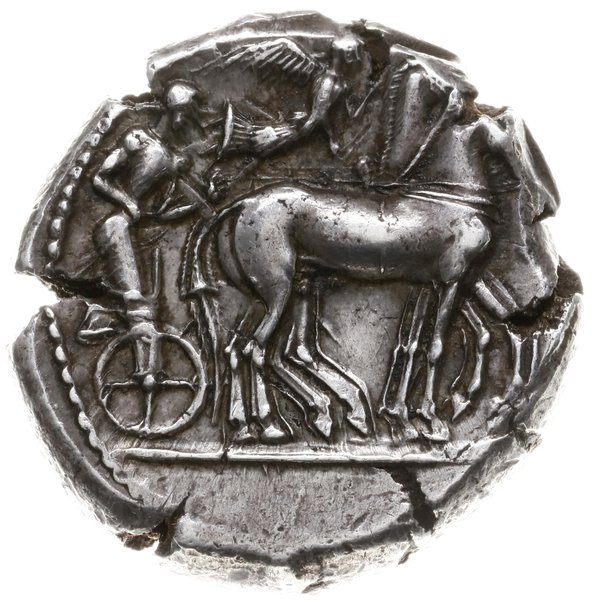 tetradrachma, 475-470 pne; Aw: Jeździec w kwadry