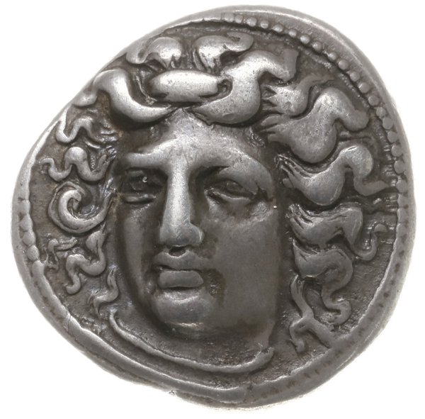 drachma, 365-356 pne; Aw: Głowa nimfy Larisy zwr