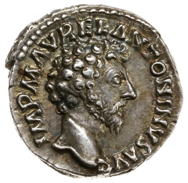 denar, 161-162, mennica Rzym; Aw: Popiersie cesa