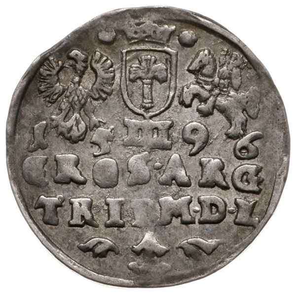 trojak 1596, Wilno; mała głowa króla, data 15 - 