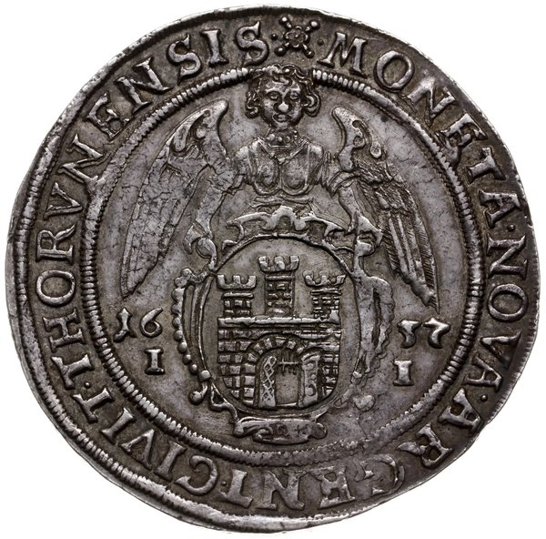 talar 1637, Toruń; Aw: Półpostać króla zwrócona 