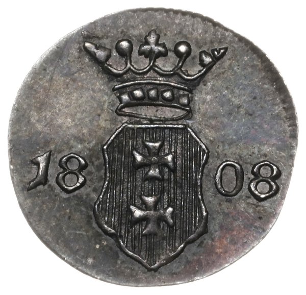 szeląg 1808, Gdańsk; odbitka w czystym srebrze; 