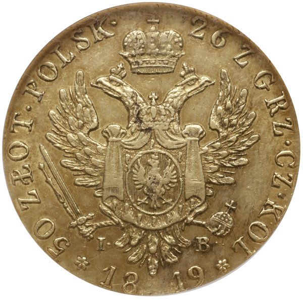 50 złotych 1819, Warszawa; bardzo rzadka odmiana