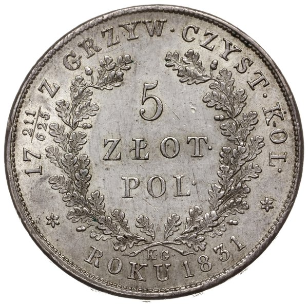 5 złotych 1831, Warszawa; na rewersie ułamek 211