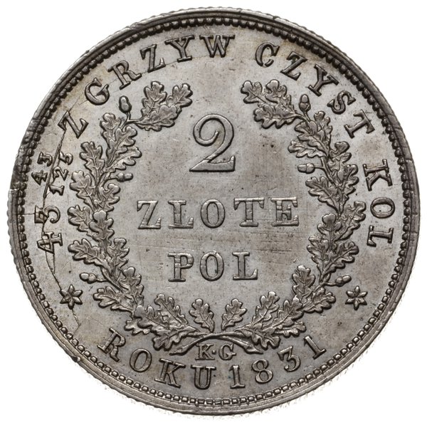 2 złote 1831, Warszawa; odmiana napisu na awersi