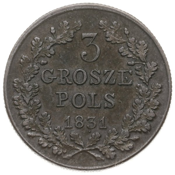 3 grosze 1831, Warszawa; łapy Orła proste, kropk
