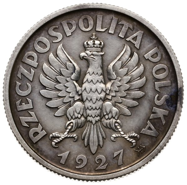 2 złote 1927, Warszawa; popiersie kobiety z kłos