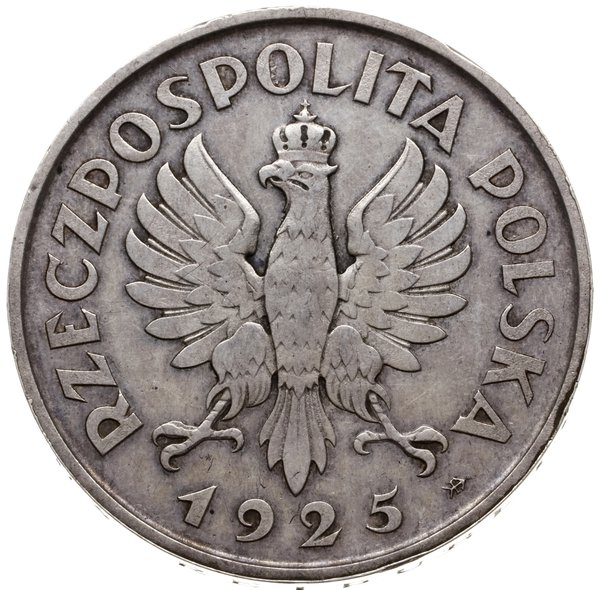 5 złotych 1925, Warszawa; Konstytucja; Aw: Orzeł