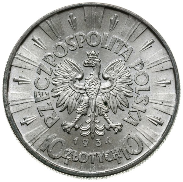 10 złotych 1934, Warszawa; Józef Piłsudski; Parc