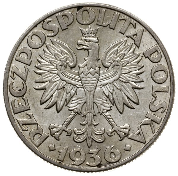 5 złotych 1936, Warszawa; Żaglowiec; Parchimowic