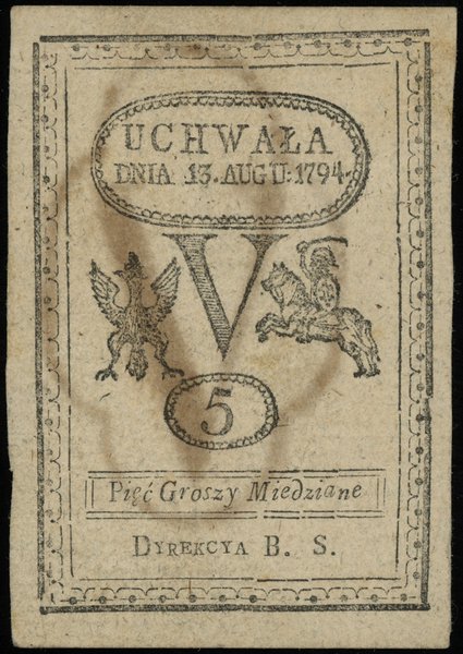 5 groszy miedziane 13.08.1794