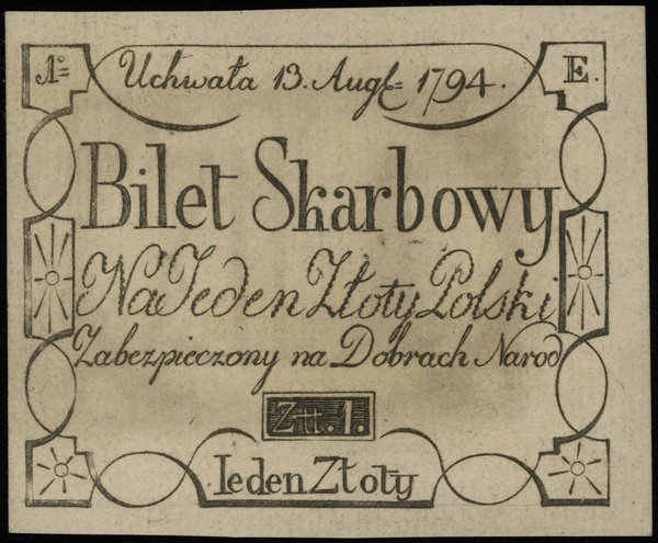 1 złoty polski 13.08.1794; seria E; Lucow 42e (R