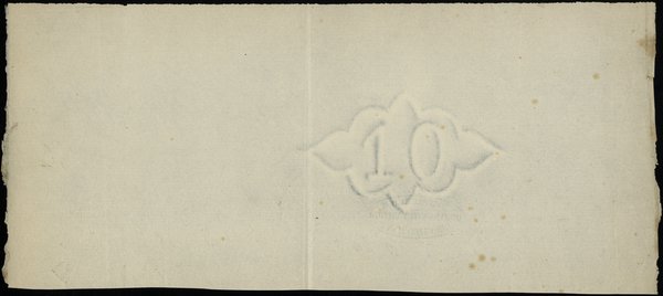 papier do druku banknotu 10 złotych z 1863 roku,