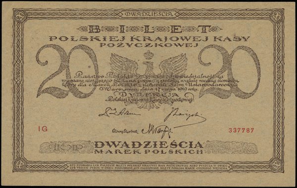 20 marek polskich 17.05.1919, seria IG 337787