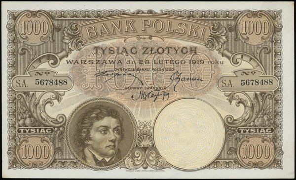 1.000 złotych 28.02.1919, seria, numeracja 5678488